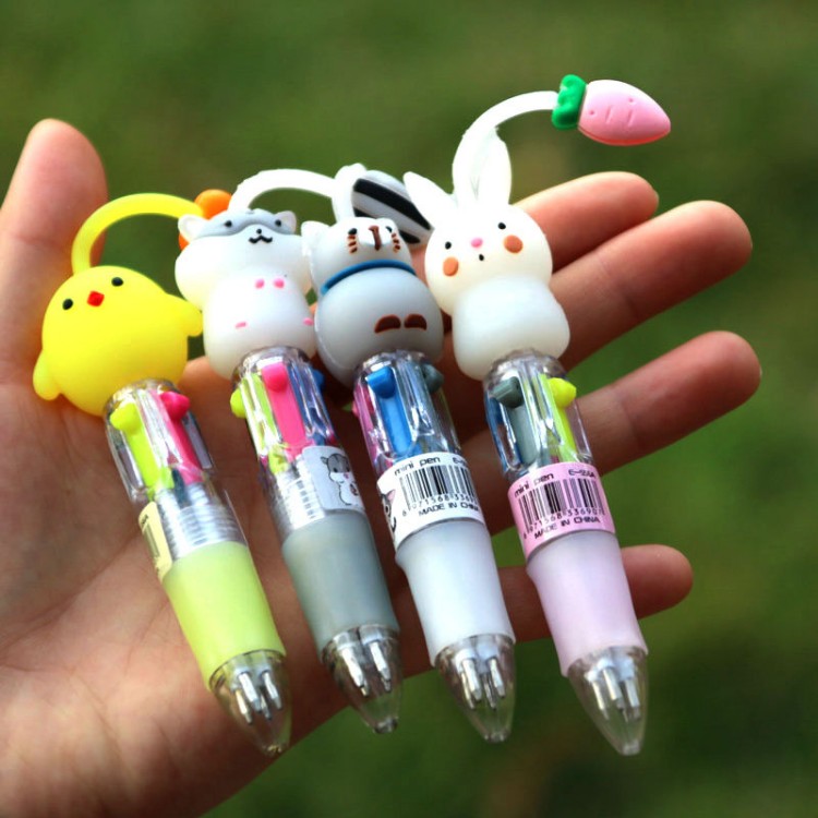 ปากกาลูกลื่นแบบพับเก็บได้การ์ตูนขนาดเล็ก 4 สีน่ารัก ปากกาลูกลื่นแบบพับเก็บได้การ์ตูนขนาดเล็ก 4 สีน่ารัก